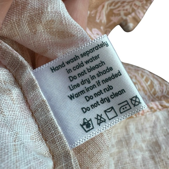 ROLLER RABBIT Amanda Print Tan & Pink Floral Linen 2 Piece Loungewear EUC $148 L - Picture 11 of 14